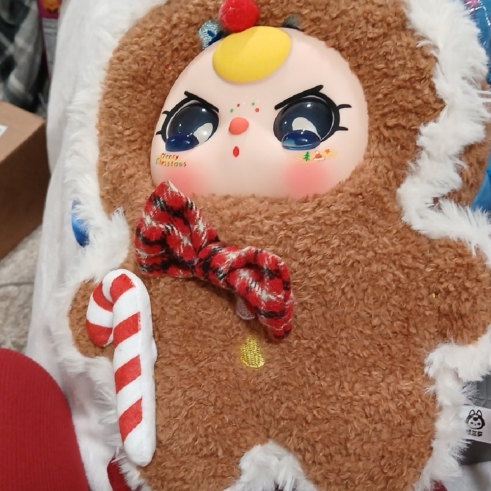 Kawaii Gingerbread Plush Doll with Candy Cane